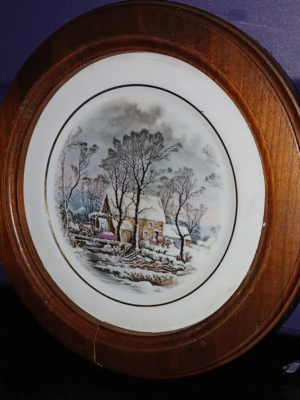 Avon 1981 Currier and Ives Winter Snow Scene Exclusive Salad Plate Porcelain.